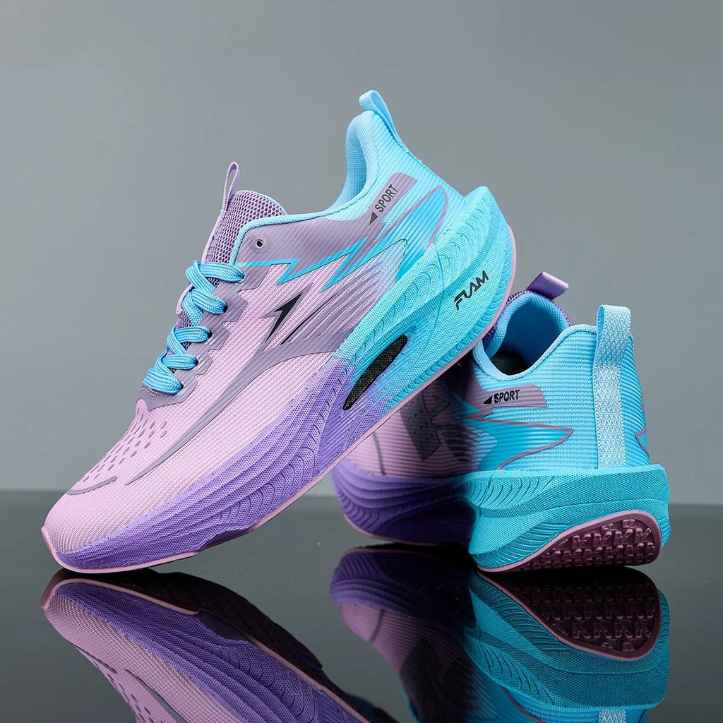 Casual Lace - Up Shoes – Geometric Pattern Spring/Autumn Walking Sneakers, Lightweight EVA Sole - StepByStepNow
