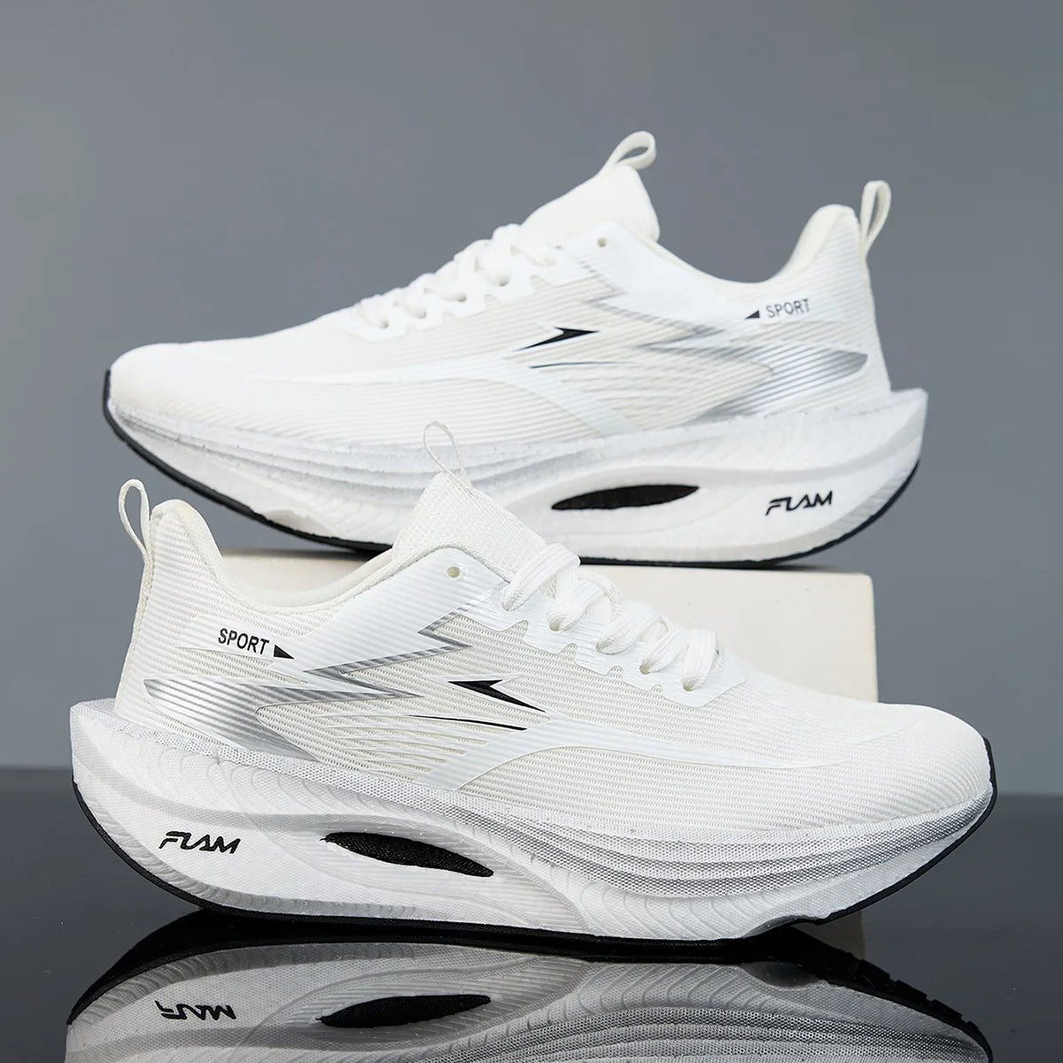 Casual Lace - Up Shoes – Geometric Pattern Spring/Autumn Walking Sneakers, Lightweight EVA Sole - StepByStepNow