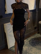 Chic V - Neck Printed Gown: Slim Waist Cinching Dress – Elegant 2026 Party Wear - StepByStepNow