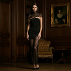 Chic V - Neck Printed Gown: Slim Waist Cinching Dress – Elegant 2026 Party Wear - StepByStepNow