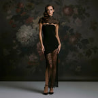 Chic V - Neck Printed Gown: Slim Waist Cinching Dress – Elegant 2026 Party Wear - StepByStepNow