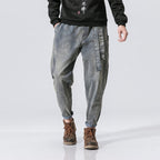 Chinese style pants loose washed distressed loose japanese trousers jeans - StepByStepNow