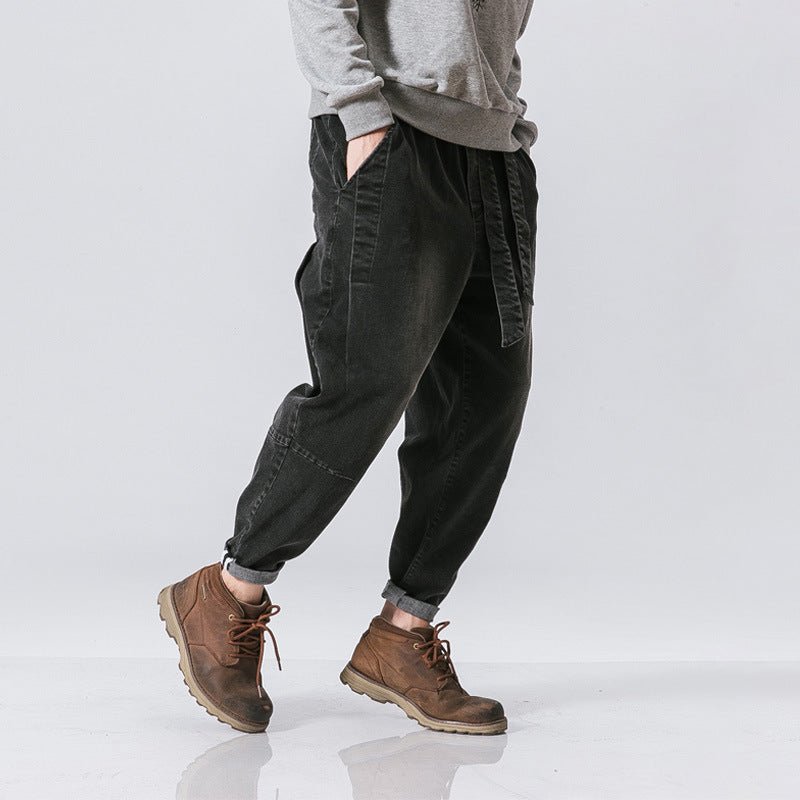 Chinese style pants loose washed distressed loose japanese trousers jeans - StepByStepNow