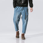 Chinese style pants loose washed distressed loose japanese trousers jeans - StepByStepNow