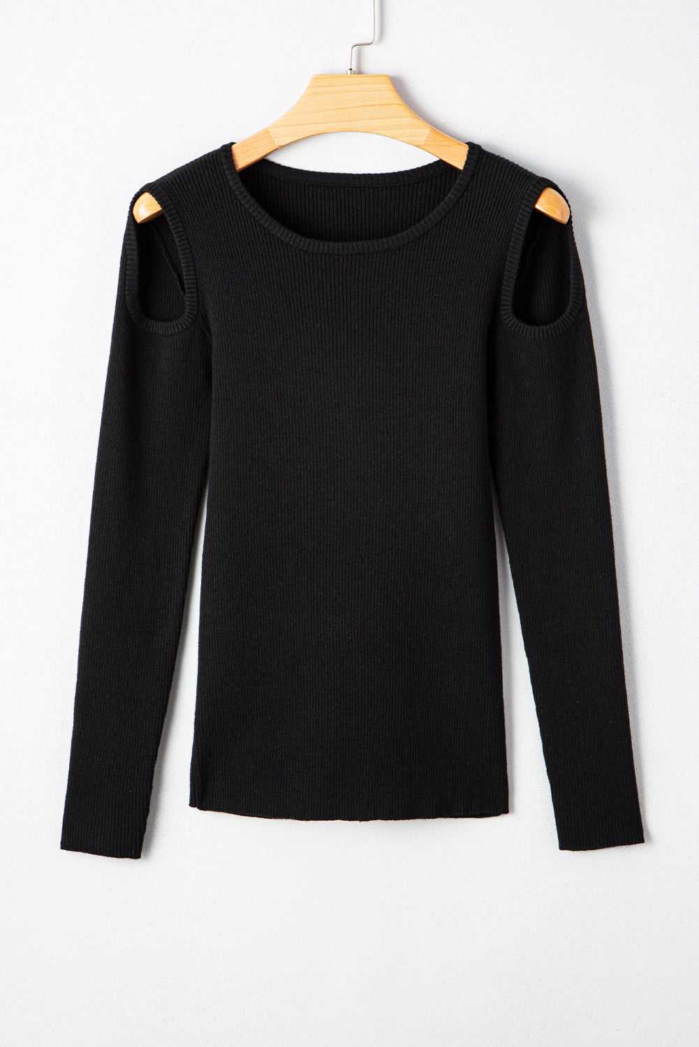 Cold Shoulder Black Sweater - StepByStep