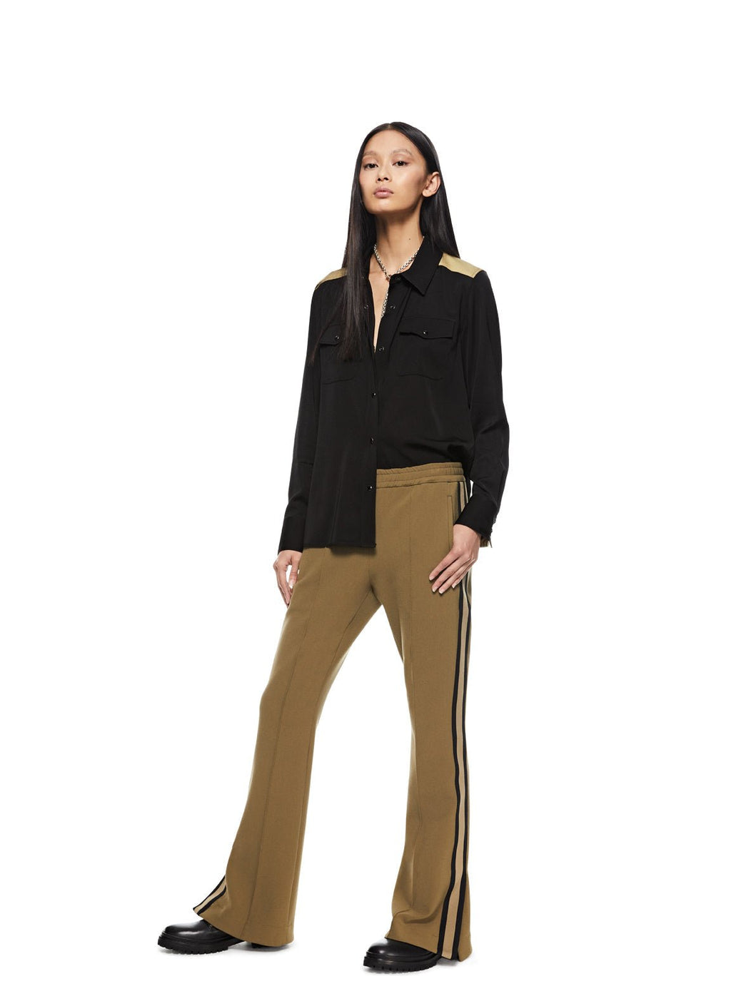 Colorblocked Cadet Shirt (Black) - StepByStep