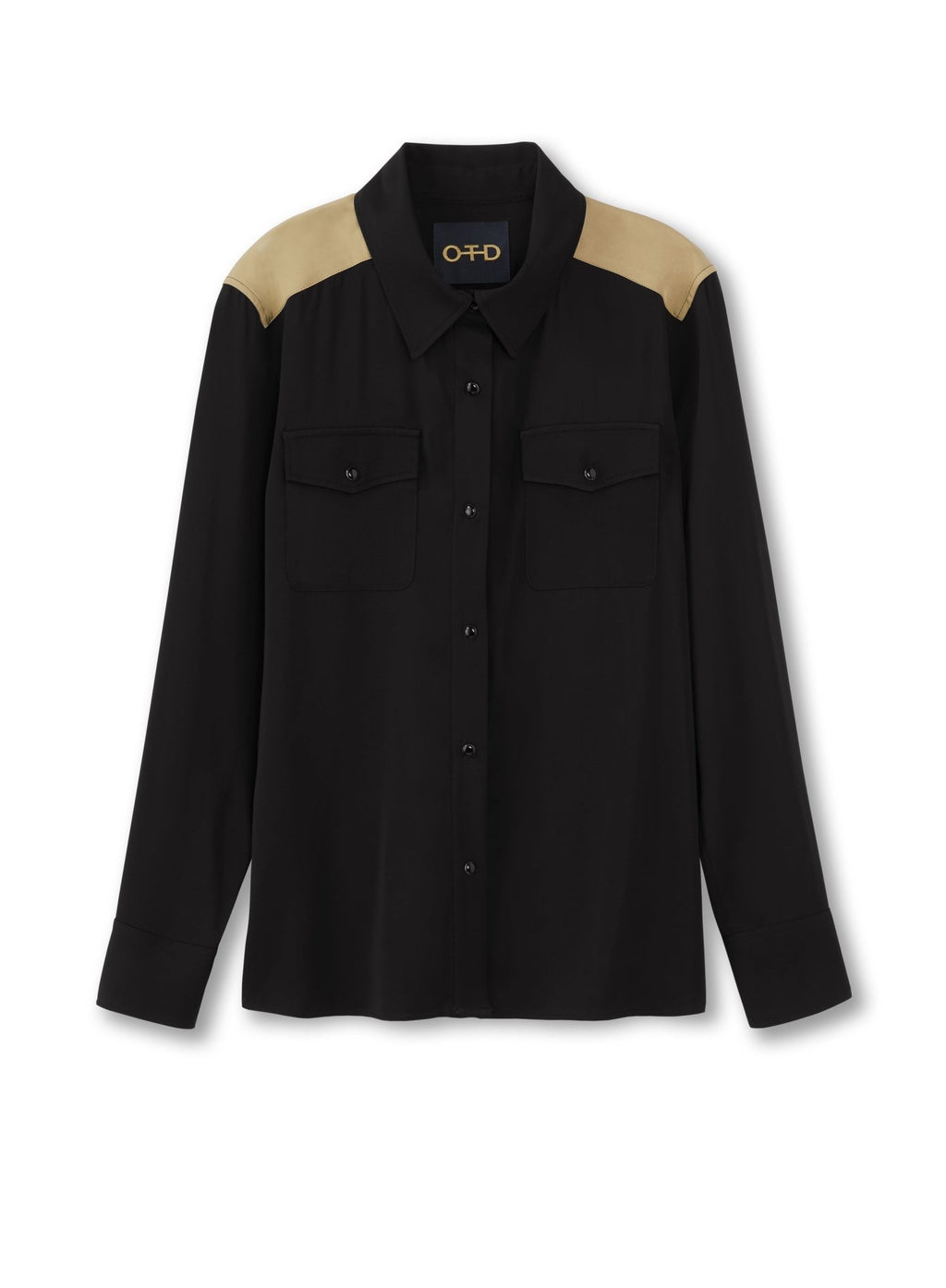 Colorblocked Cadet Shirt (Black) - StepByStep