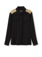 Colorblocked Cadet Shirt (Black) - StepByStep