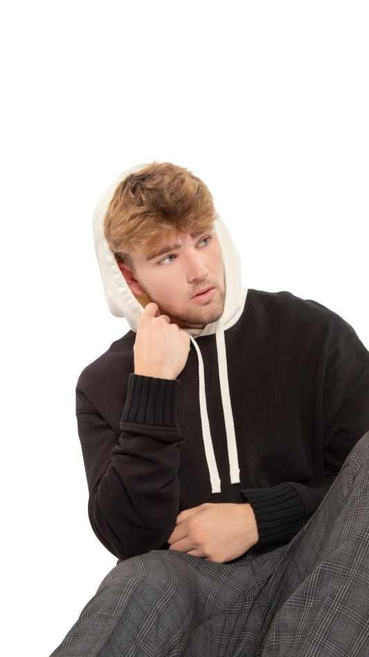 Colorblocked Hoodie (Black) - StepByStep