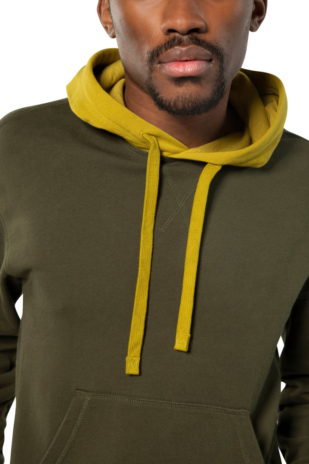 Colorblocked Hoodie (Dark Olive) - StepByStep