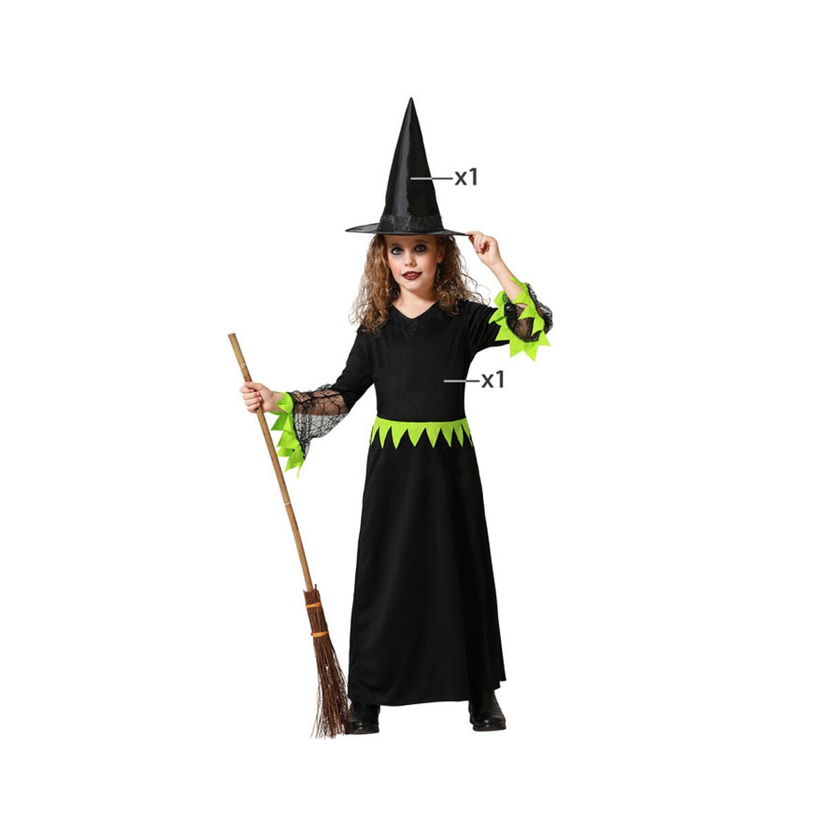 Costume for Children Green Witch Halloween - StepByStep