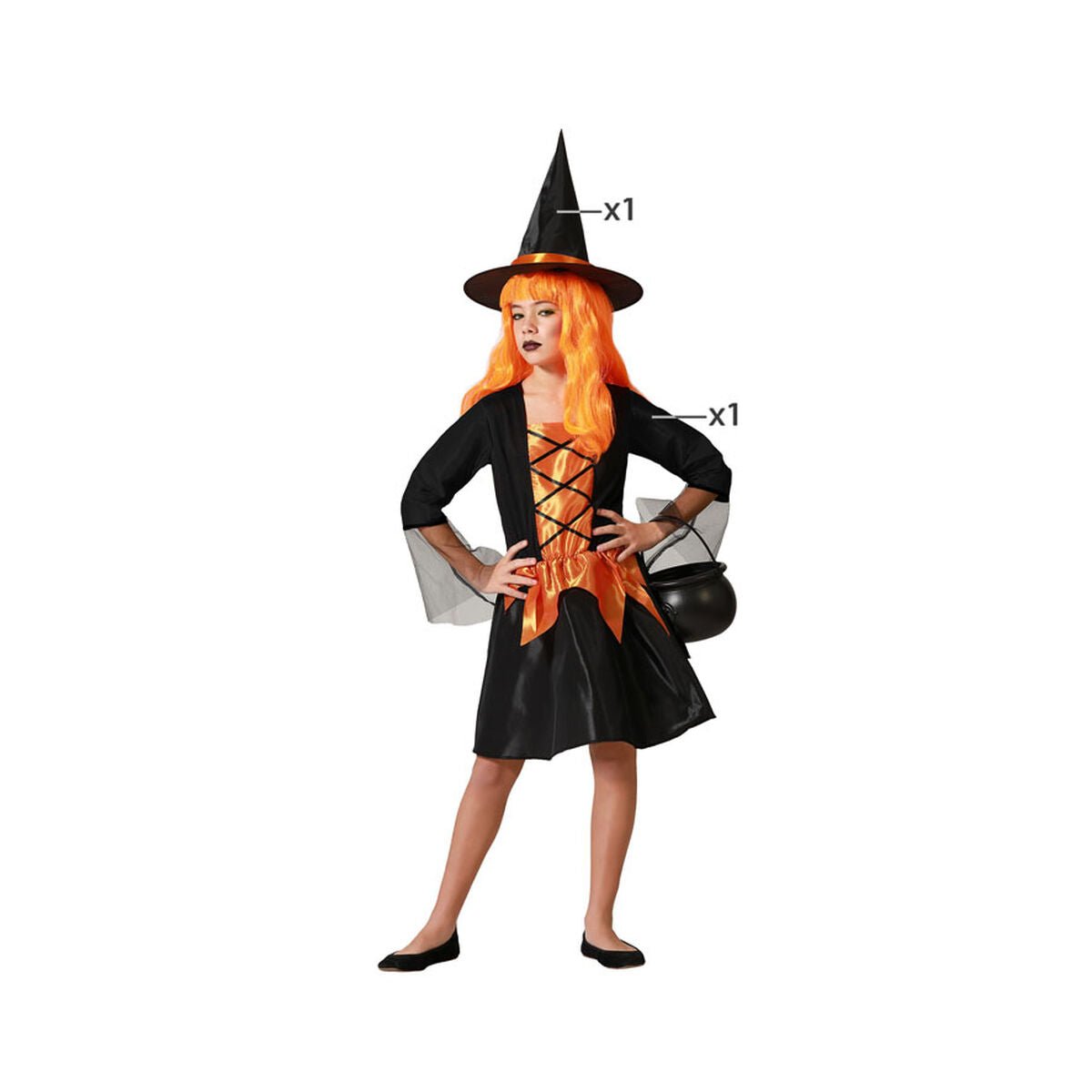 Costume for Children Orange Witch Halloween - StepByStep