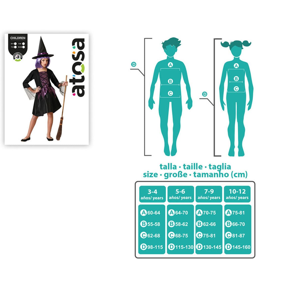 Costume for Children Purple Witch Halloween - StepByStep