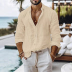 Cotton Linen Shirt for Men Summer Beach Style Solid Color Single Breasted Breathable Shirts Lightweight Stylish Button Tops - StepByStepNow