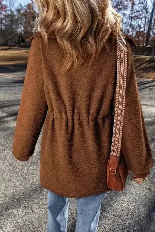Cozy Brown Half - Zip Fleece Pullover Jacket - StepByStep