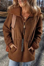 Cozy Brown Half - Zip Fleece Pullover Jacket - StepByStep