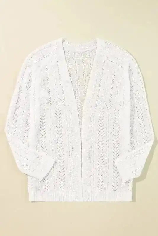 Cozy Comfort Plus Size White Eyelet Cardigan - StepByStep