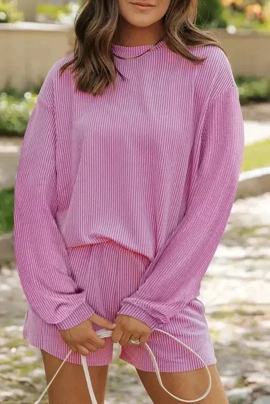 Cozy Corded Loungewear Shorts Set - StepByStep