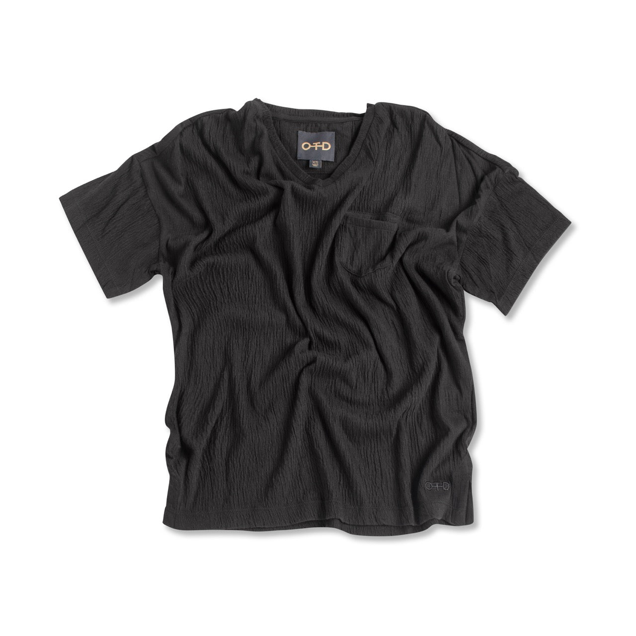 Crinkle Cotton Relaxed V - Neck (Black) - StepByStep