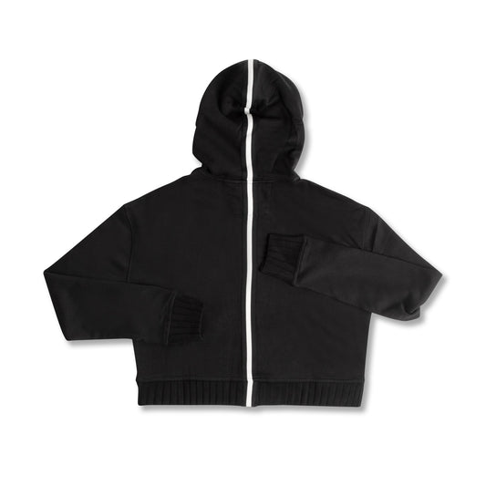 Cropped Zip Hoodie (Black) - StepByStep