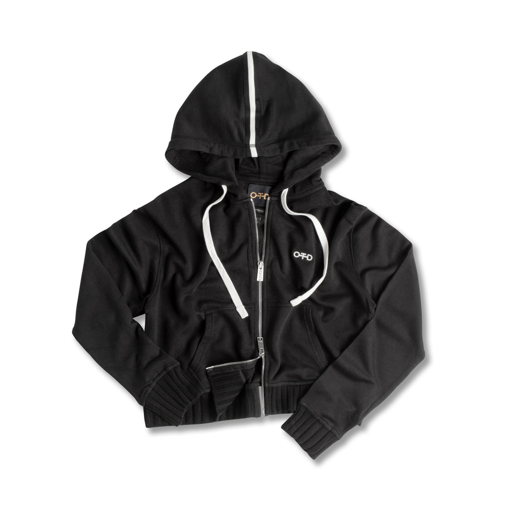 Cropped Zip Hoodie (Black) - StepByStep
