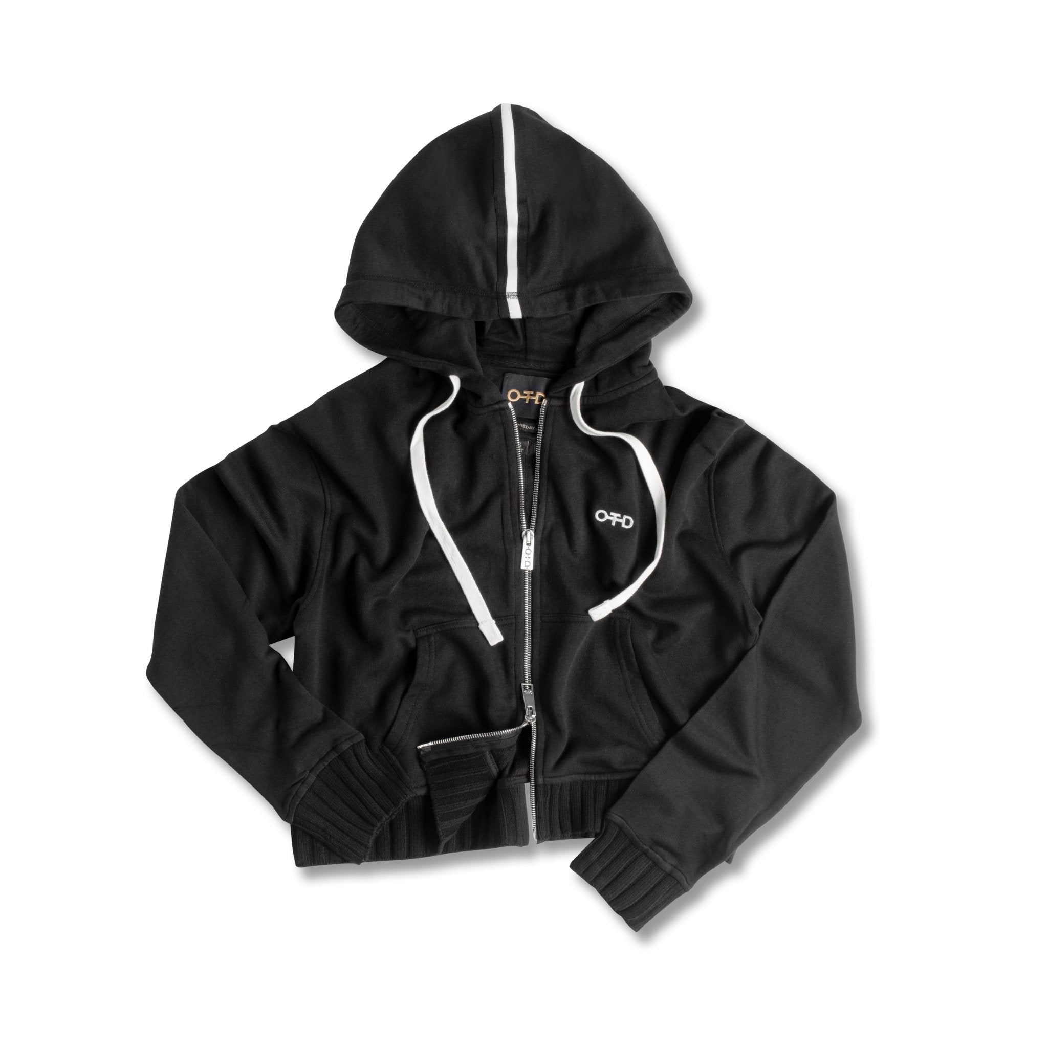Cropped Zip Hoodie (Black) - StepByStep