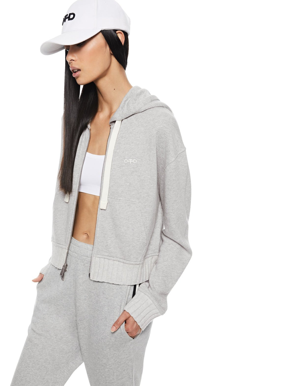 Cropped Zip Hoodie (Light Grey Heather) - StepByStep