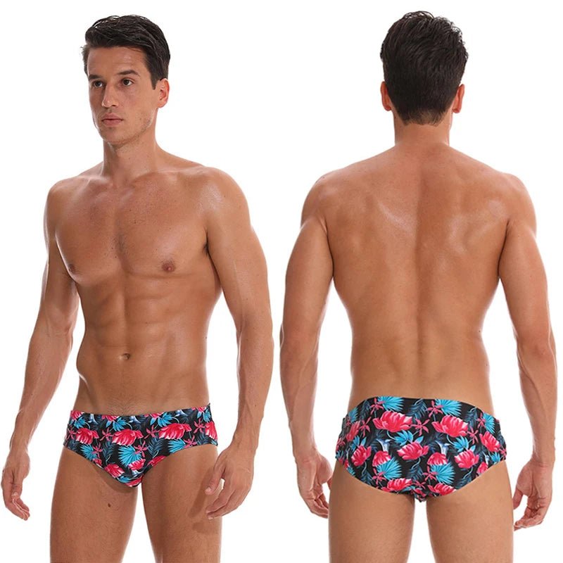 Datifer Summer 2026 Men Shorts Gym Low Waist Sexy Print Swim Brief Removed Pad Surfing Swimsuit Shorts Multicolor - StepByStepNow