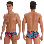 Datifer Summer 2026 Men Shorts Gym Low Waist Sexy Print Swim Brief Removed Pad Surfing Swimsuit Shorts Multicolor - StepByStepNow