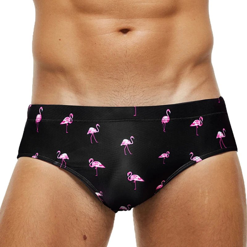 Datifer Summer 2026 Men Shorts Gym Low Waist Sexy Print Swim Brief Removed Pad Surfing Swimsuit Shorts Multicolor - StepByStepNow