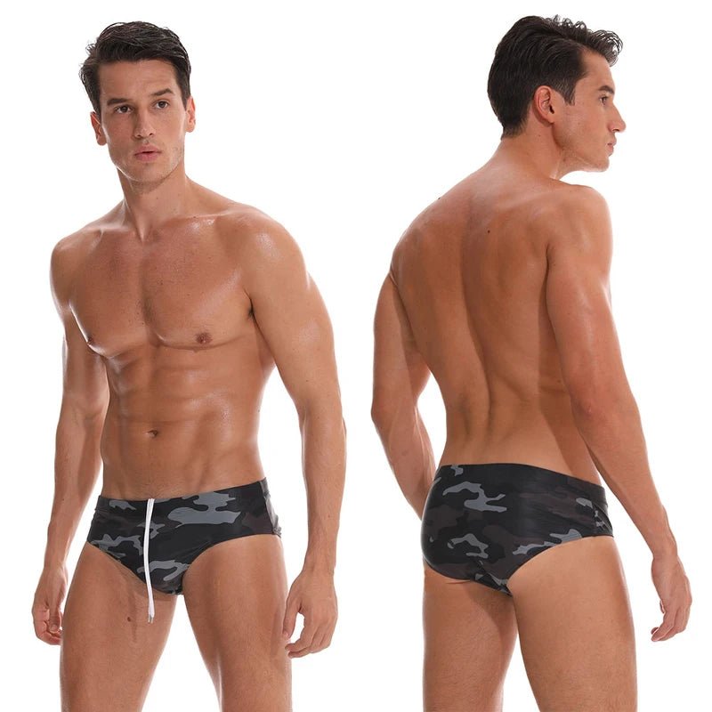 Datifer Summer 2026 Men Shorts Gym Low Waist Sexy Print Swim Brief Removed Pad Surfing Swimsuit Shorts Multicolor - StepByStepNow