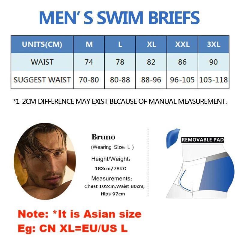 Datifer Summer 2026 Men Shorts Gym Low Waist Sexy Print Swim Brief Removed Pad Surfing Swimsuit Shorts Multicolor - StepByStepNow