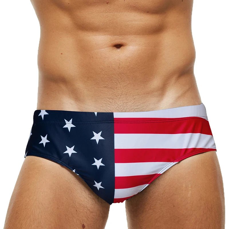 Datifer Summer 2026 Men Shorts Gym Low Waist Sexy Print Swim Brief Removed Pad Surfing Swimsuit Shorts Multicolor - StepByStepNow