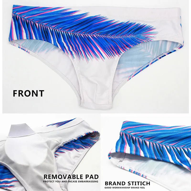 Datifer Summer 2026 Men Shorts Gym Low Waist Sexy Print Swim Brief Removed Pad Surfing Swimsuit Shorts Multicolor - StepByStepNow