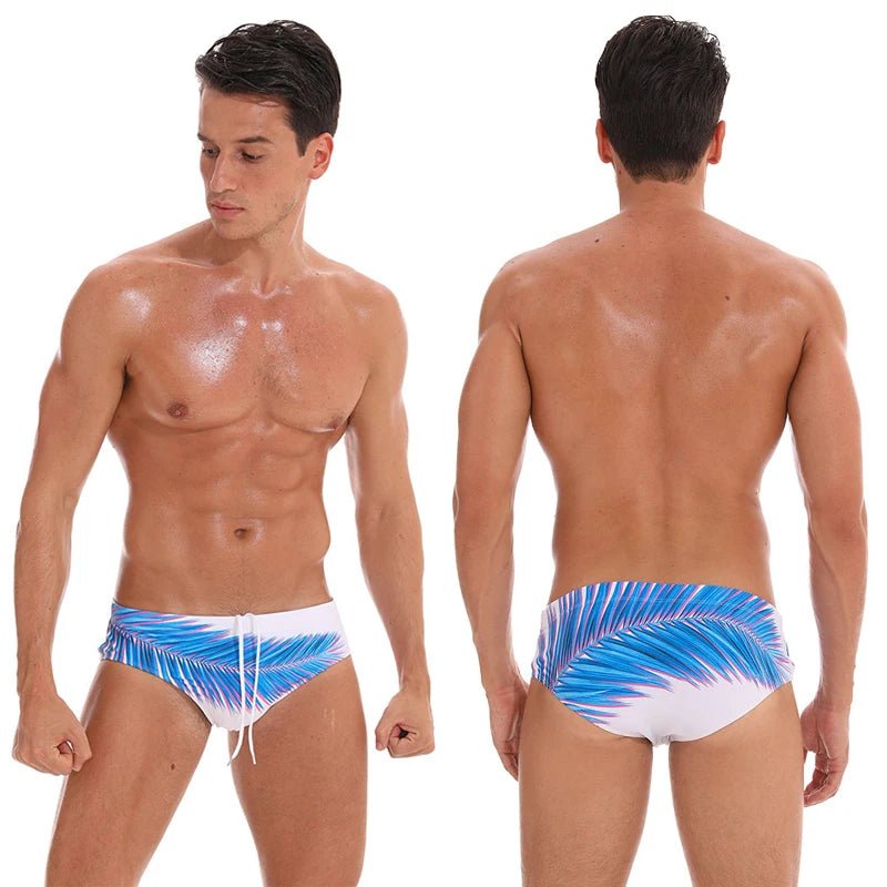 Datifer Summer 2026 Men Shorts Gym Low Waist Sexy Print Swim Brief Removed Pad Surfing Swimsuit Shorts Multicolor - StepByStepNow