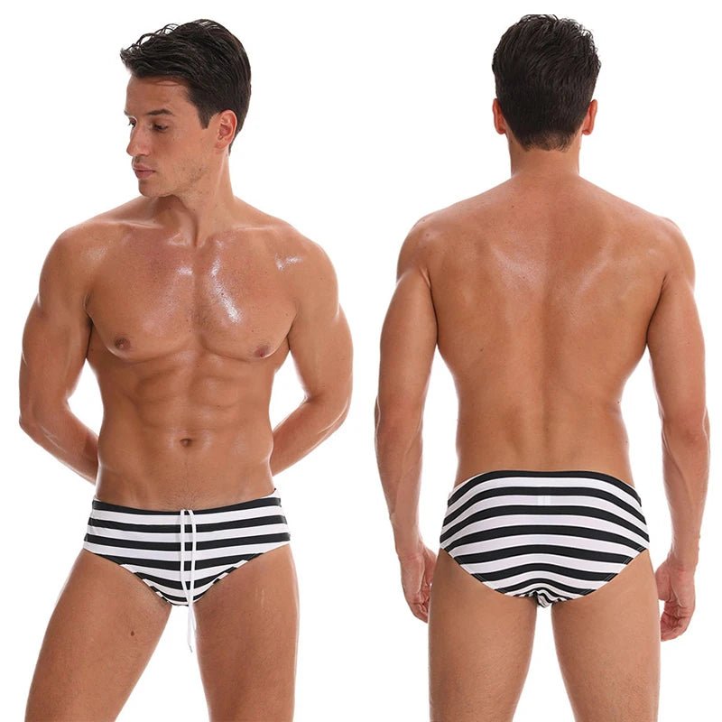Datifer Summer 2026 Men Shorts Gym Low Waist Sexy Print Swim Brief Removed Pad Surfing Swimsuit Shorts Multicolor - StepByStepNow