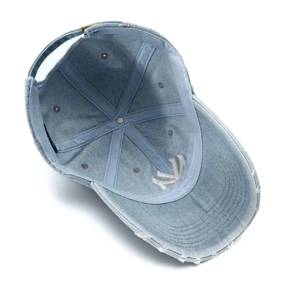 Denim Fabric Washed Denim Baseball Cap Washable Non Fading Black Vintage Y2k Dad Hats Soft Breathable Soft Top Sunshade Hat - StepByStepNow