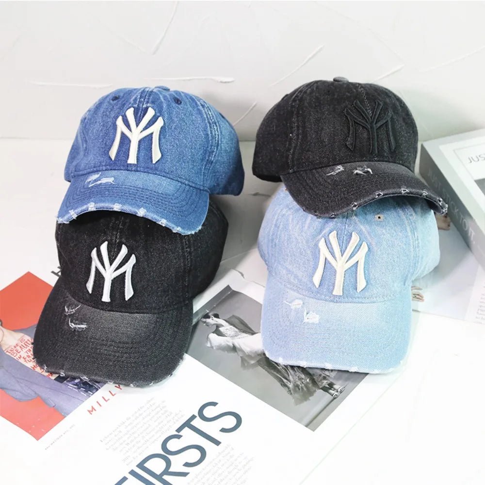Denim Fabric Washed Denim Baseball Cap Washable Non Fading Black Vintage Y2k Dad Hats Soft Breathable Soft Top Sunshade Hat - StepByStepNow