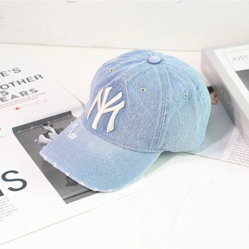 Denim Fabric Washed Denim Baseball Cap Washable Non Fading Black Vintage Y2k Dad Hats Soft Breathable Soft Top Sunshade Hat - StepByStepNow