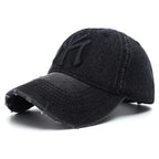 Denim Fabric Washed Denim Baseball Cap Washable Non Fading Black Vintage Y2k Dad Hats Soft Breathable Soft Top Sunshade Hat - StepByStepNow