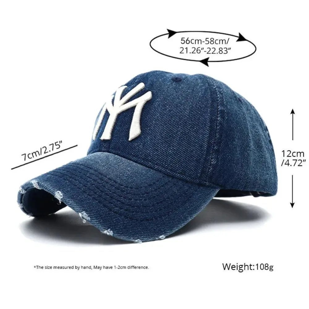 Denim Fabric Washed Denim Baseball Cap Washable Non Fading Black Vintage Y2k Dad Hats Soft Breathable Soft Top Sunshade Hat - StepByStepNow