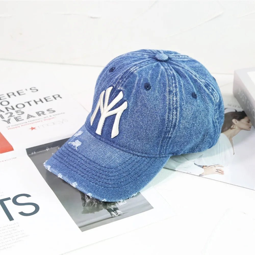 Denim Fabric Washed Denim Baseball Cap Washable Non Fading Black Vintage Y2k Dad Hats Soft Breathable Soft Top Sunshade Hat - StepByStepNow