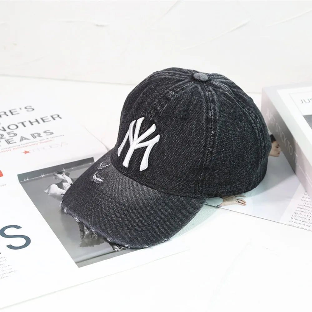Denim Fabric Washed Denim Baseball Cap Washable Non Fading Black Vintage Y2k Dad Hats Soft Breathable Soft Top Sunshade Hat - StepByStepNow