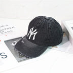 Denim Fabric Washed Denim Baseball Cap Washable Non Fading Black Vintage Y2k Dad Hats Soft Breathable Soft Top Sunshade Hat - StepByStepNow