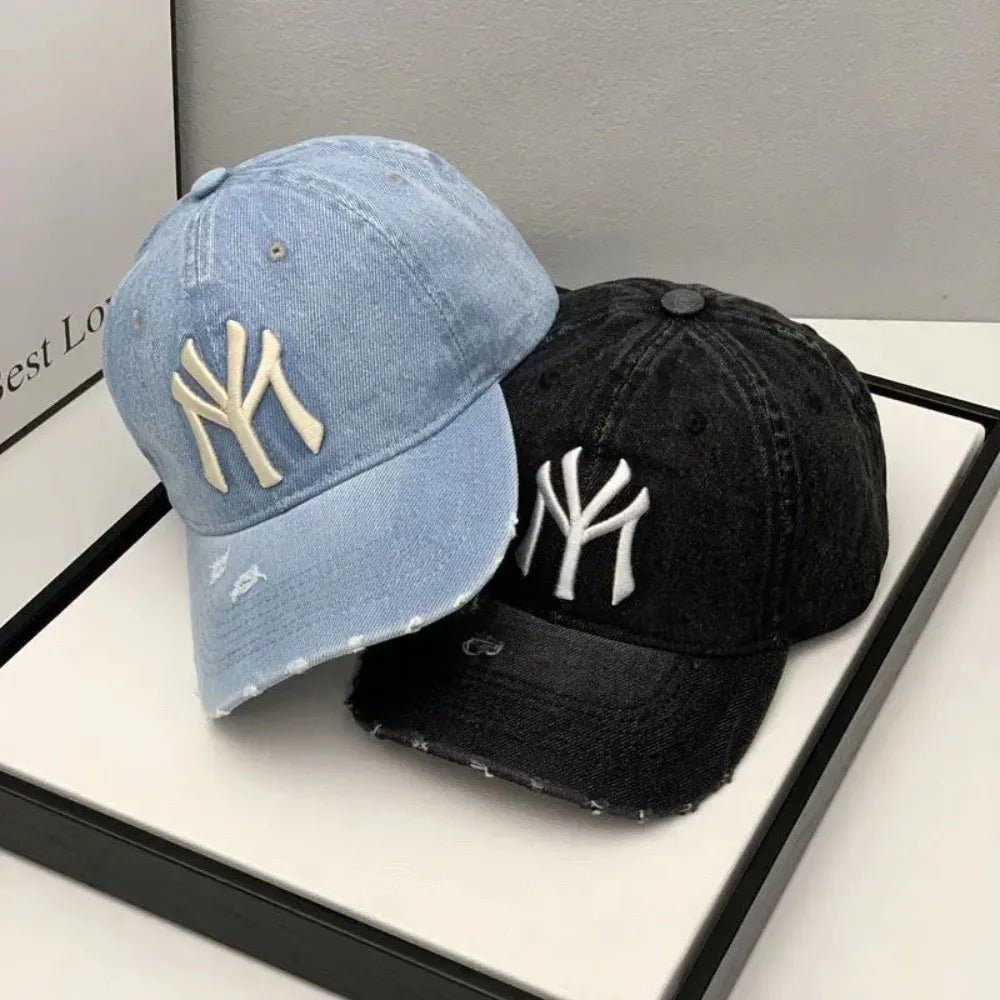 Denim Fabric Washed Denim Baseball Cap Washable Non Fading Black Vintage Y2k Dad Hats Soft Breathable Soft Top Sunshade Hat - StepByStepNow