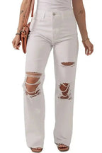 Distressed Straight Leg Jeans - White - StepByStep
