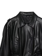 Giacca in pelle retro' con cintura - StepByStepNow