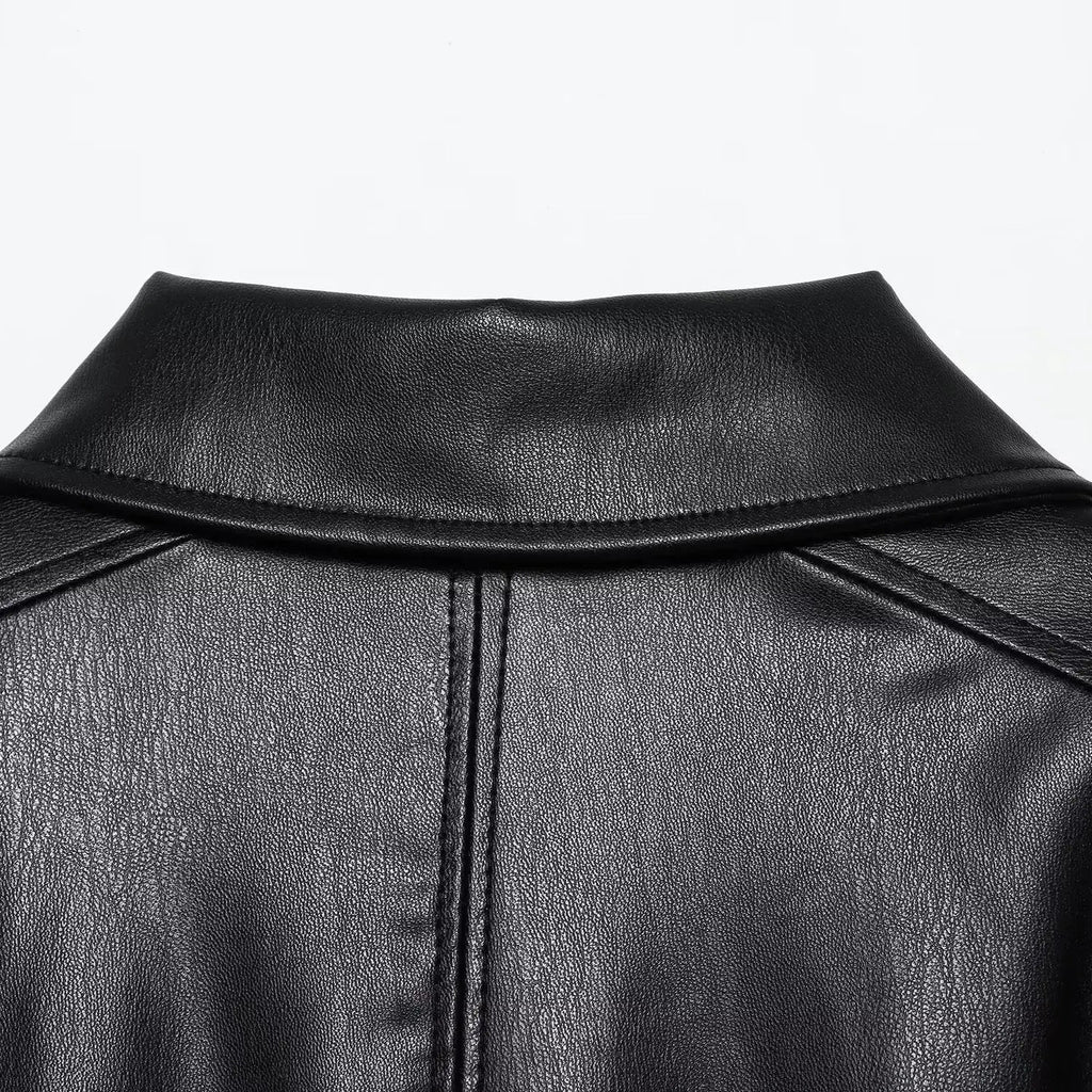 Giacca in pelle retro' con cintura - StepByStepNow