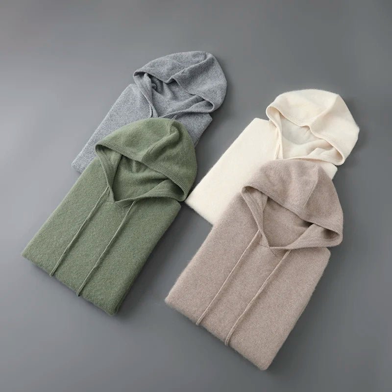 DjzDsm Autunno Inverno Maglione da uomo 100% lana merino Pullover con cappuccio spesso Maglieria morbida Casual Comfort Abbigliamento in lana Top - StepByStepNow