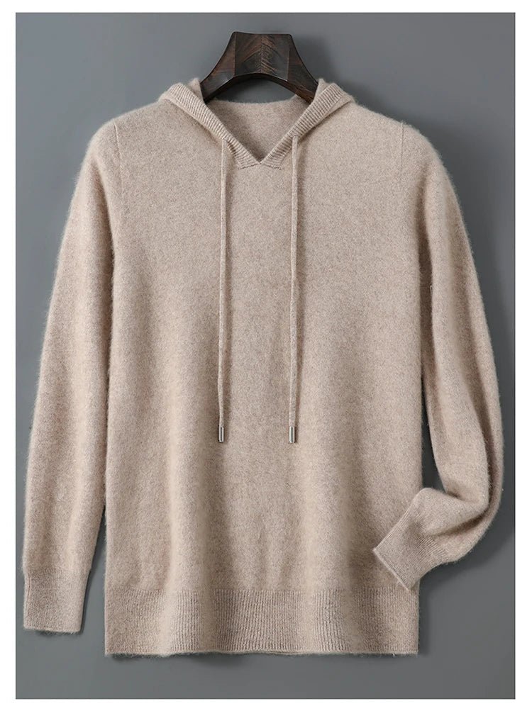 DjzDsm Autunno Inverno Maglione da uomo 100% lana merino Pullover con cappuccio spesso Maglieria morbida Casual Comfort Abbigliamento in lana Top - StepByStepNow